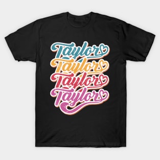 Retro Personalized TAYLOR Girl First Name  Repeated Text T-Shirt